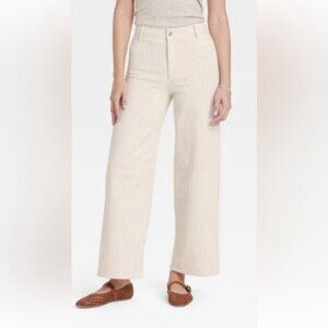 NWT! Universal Thread High-Rise Sailor Wide Leg Ankle Pinstripe Jeans, Size 8R